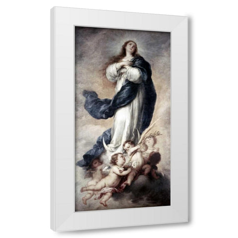 Conception White Modern Wood Framed Art Print by Murillo, Bartolome Esteban