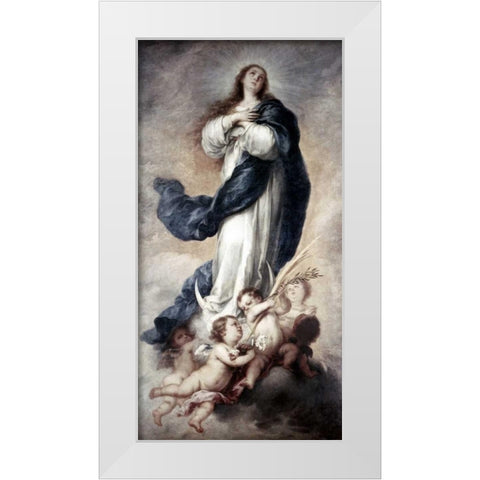 Conception White Modern Wood Framed Art Print by Murillo, Bartolome Esteban
