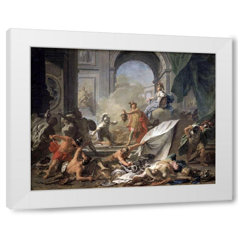 Perseus With Minerva Showing The Head of Medusa White Modern Wood Framed Art Print by Nattier, Jean-Marc