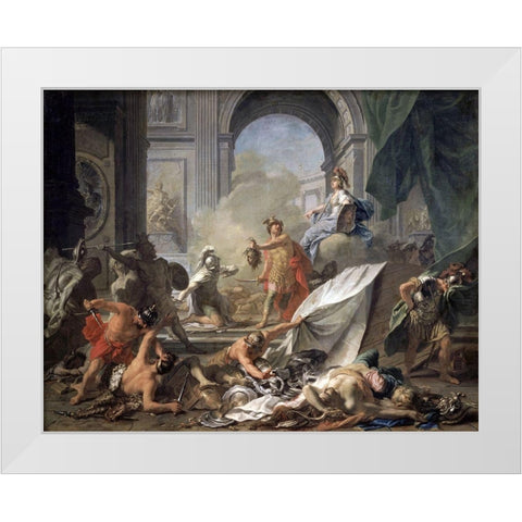 Perseus With Minerva Showing The Head of Medusa White Modern Wood Framed Art Print by Nattier, Jean-Marc