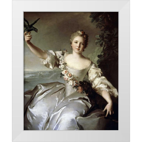 Portrait of Marquise DAntin White Modern Wood Framed Art Print by Nattier, Jean-Marc