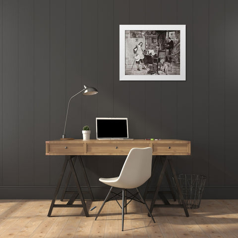 Oliver Cromwell Visits Milton White Modern Wood Framed Art Print by Neal, David Dalhoff