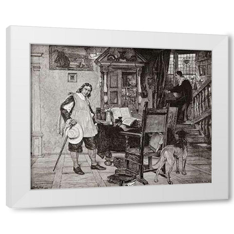 Oliver Cromwell Visits Milton White Modern Wood Framed Art Print by Neal, David Dalhoff