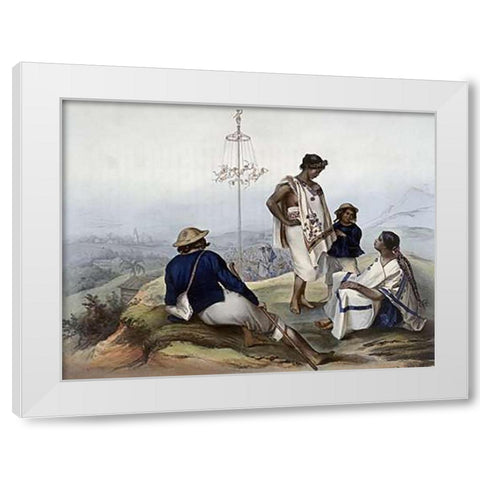 Indians of The Guauchinango Mountains White Modern Wood Framed Art Print by Nebel, Carlos