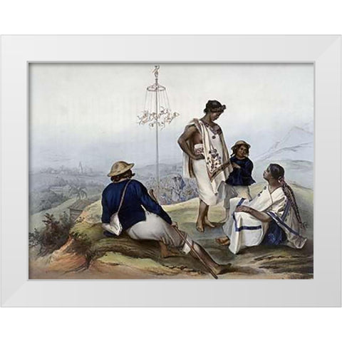 Indians of The Guauchinango Mountains White Modern Wood Framed Art Print by Nebel, Carlos