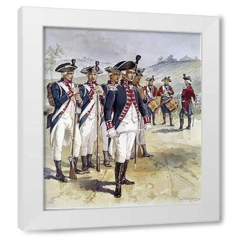 Infantry and Musicians White Modern Wood Framed Art Print by Ogden, Henry Alexander