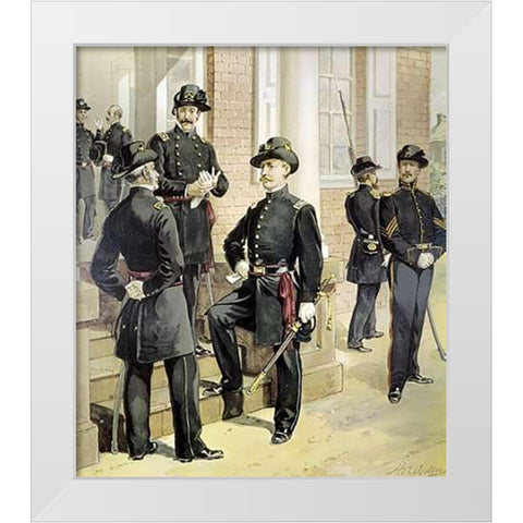 Staff - Field-And-Line Officers White Modern Wood Framed Art Print by Ogden, Henry Alexander