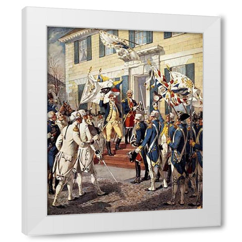 Washington Visiting Rochambeau at French Embassy White Modern Wood Framed Art Print by Ogden, Henry Alexander