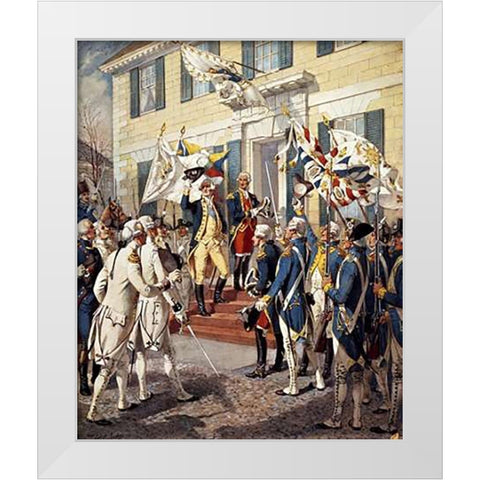 Washington Visiting Rochambeau at French Embassy White Modern Wood Framed Art Print by Ogden, Henry Alexander
