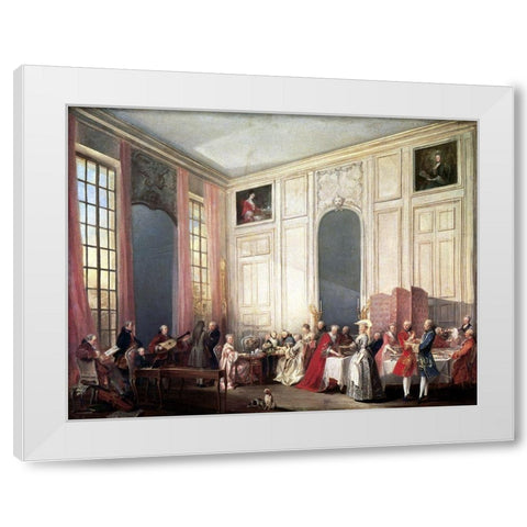 Tea In The English Manner White Modern Wood Framed Art Print by Ollivier, Michel Barthelemy