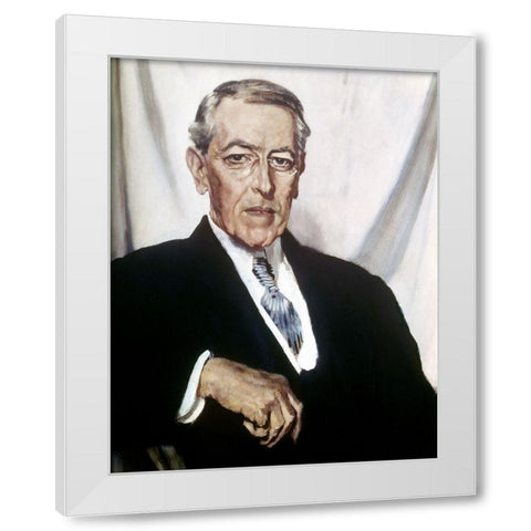 Woodrow Wilson White Modern Wood Framed Art Print by Orpen, William Newenham