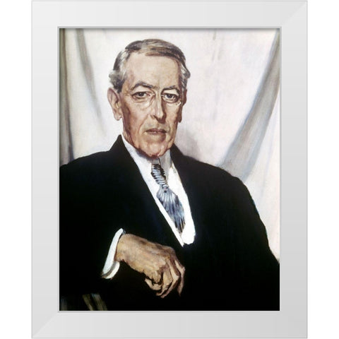 Woodrow Wilson White Modern Wood Framed Art Print by Orpen, William Newenham