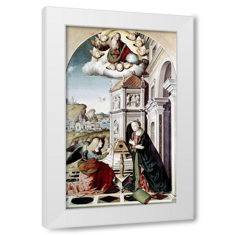 Annunciation White Modern Wood Framed Art Print by Palmezzano, Marco