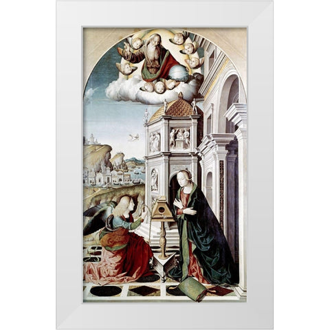 Annunciation White Modern Wood Framed Art Print by Palmezzano, Marco