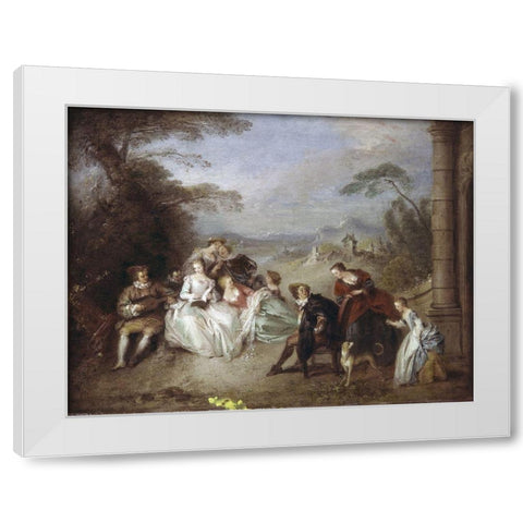 Country Festival White Modern Wood Framed Art Print by Pater, Jean-Baptiste