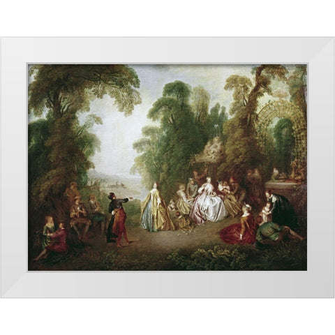 Dance White Modern Wood Framed Art Print by Pater, Jean-Baptiste