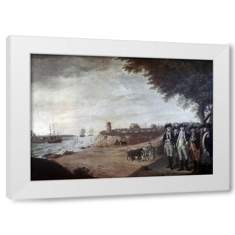 Washington at Yorktown After Surrender, 1781 White Modern Wood Framed Art Print by Peale, James