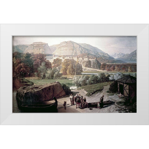 Roman Town at The Foot of The Alps White Modern Wood Framed Art Print by Penguilly-L Haridon, Octave