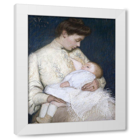Nursing The Baby White Modern Wood Framed Art Print by Perry, Lilla Cabot