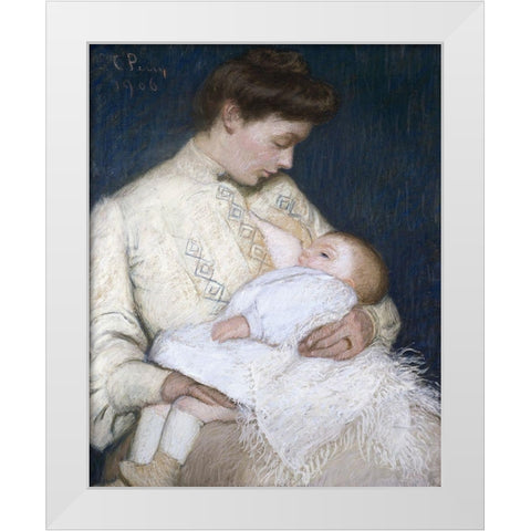 Nursing The Baby White Modern Wood Framed Art Print by Perry, Lilla Cabot