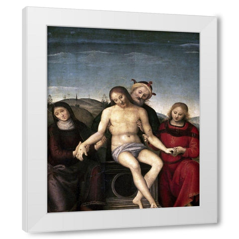 Pieta White Modern Wood Framed Art Print by Perugino, Pietro