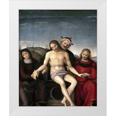 Pieta White Modern Wood Framed Art Print by Perugino, Pietro