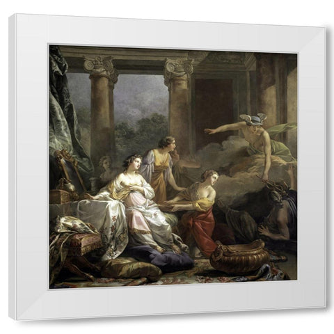 Mercury, Herse and Aglauros White Modern Wood Framed Art Print by Pierre, Jean-Baptiste