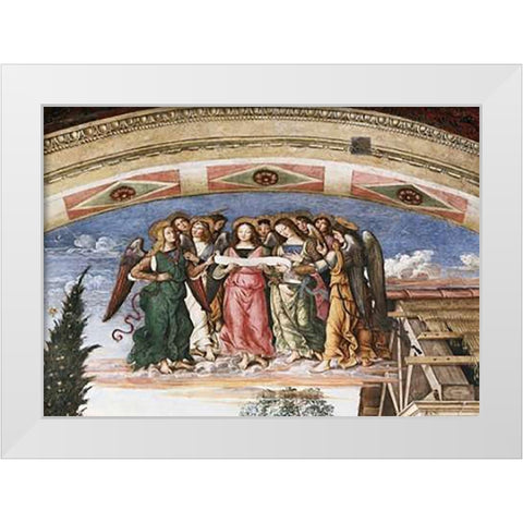 Adoration of The Shepherds - Detail White Modern Wood Framed Art Print by Pintoricchio, Bernardino