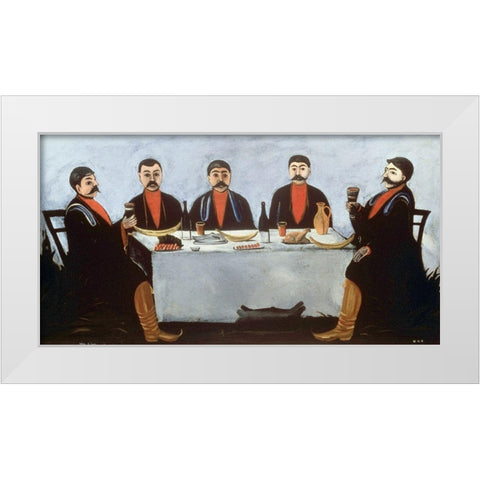 A Feast of Five Princes White Modern Wood Framed Art Print by Pirosmanasvili, Niko