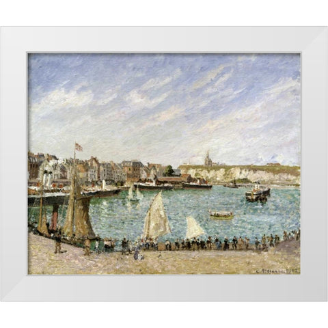 LApres-Midi, Soleil, Avant-Port De Dieppe White Modern Wood Framed Art Print by Pissarro, Camille
