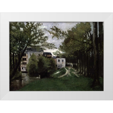 Le Moulin a La Roche Guyon White Modern Wood Framed Art Print by Pissarro, Camille
