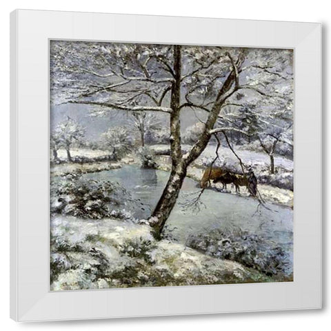 LHiver a Mouton Cault White Modern Wood Framed Art Print by Pissarro, Camille
