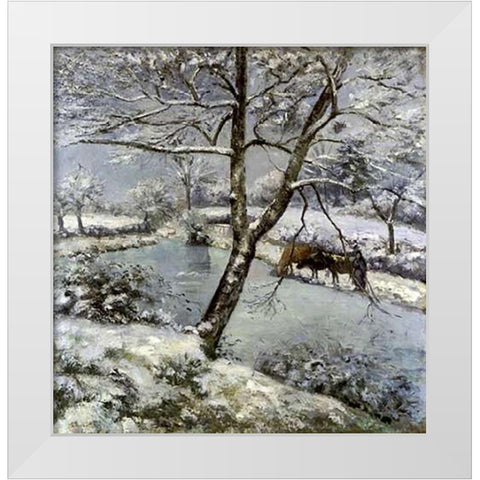LHiver a Mouton Cault White Modern Wood Framed Art Print by Pissarro, Camille