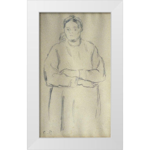Peasant White Modern Wood Framed Art Print by Pissarro, Camille