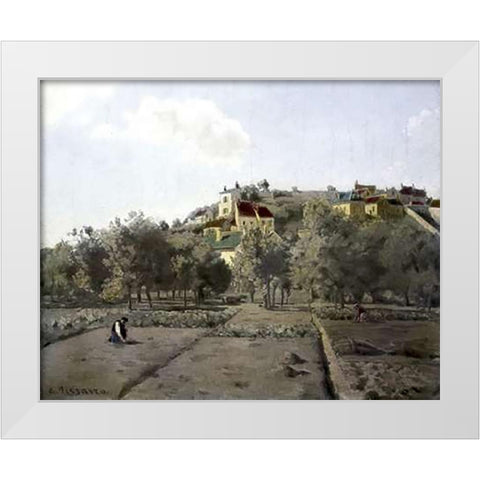 Pontoise White Modern Wood Framed Art Print by Pissarro, Camille