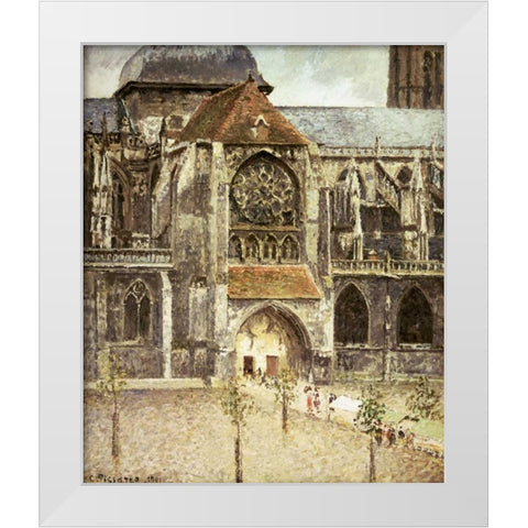 Portal of the Saint Jacques Church in Dieppe White Modern Wood Framed Art Print by Pissarro, Camille