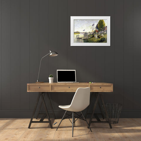 Regatta White Modern Wood Framed Art Print by Pissarro, Camille