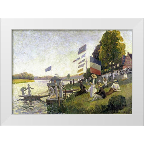 Regatta White Modern Wood Framed Art Print by Pissarro, Camille