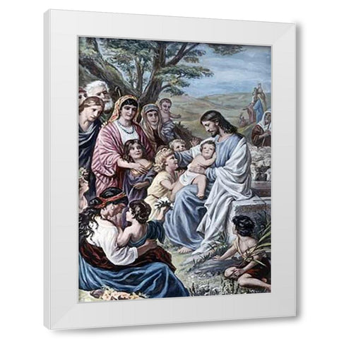 Museumist and the Children White Modern Wood Framed Art Print by Plockhorst, Bernhard