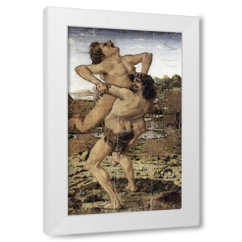 Hercules and Antaeus White Modern Wood Framed Art Print by Pollaiolo, Piero del