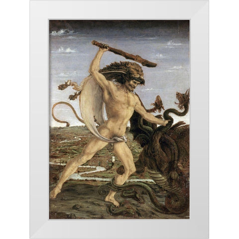 Hercules and The Lernaean Hydra White Modern Wood Framed Art Print by Pollaiolo, Piero del