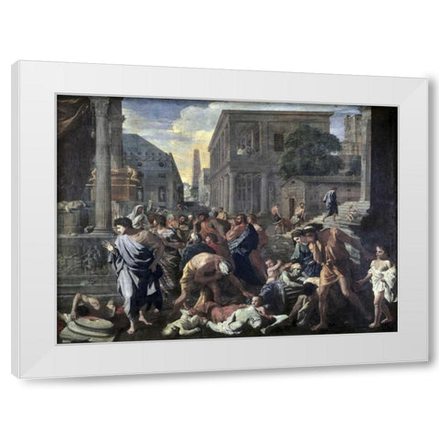 Plague On Ashdod In 1030 B.C. White Modern Wood Framed Art Print by Poussin, Nicolas