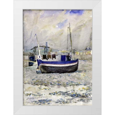 Low Tide, Afternoon, Treport White Modern Wood Framed Art Print by Prendergast, Maurice Brazil
