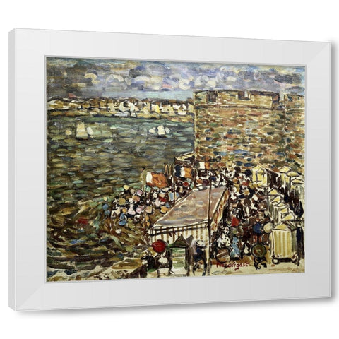 Ramparts, St. Malo White Modern Wood Framed Art Print by Prendergast, Maurice Brazil