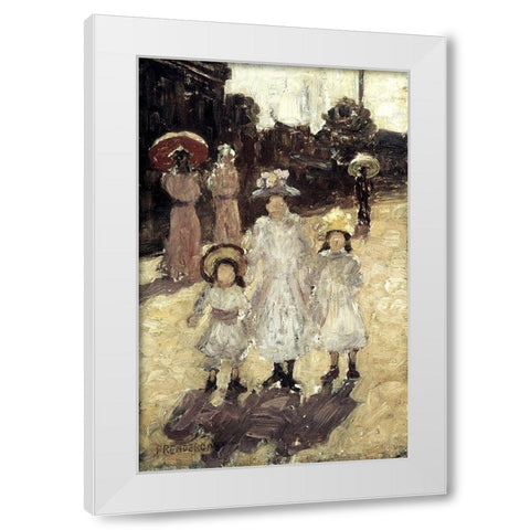 Sunday Morning in Paris White Modern Wood Framed Art Print by Prendergast, Maurice Brazil