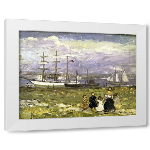 Title Unknown White Modern Wood Framed Art Print by Prendergast, Maurice Brazil