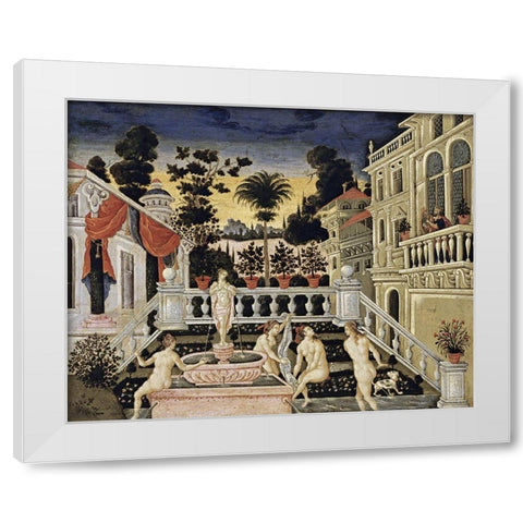 David Watching Bathsheba Bathe White Modern Wood Framed Art Print by Pulakis, Theodoros