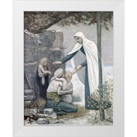 Charity White Modern Wood Framed Art Print by Puvis de Chavannes, Pierre