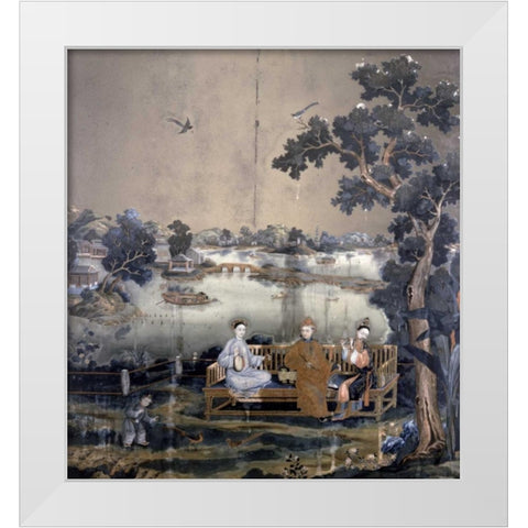 Mirror Painting White Modern Wood Framed Art Print by Emperor Qianlong
