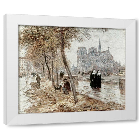Notre Dame De Paris White Modern Wood Framed Art Print by Raffaelli, Jean-Francois